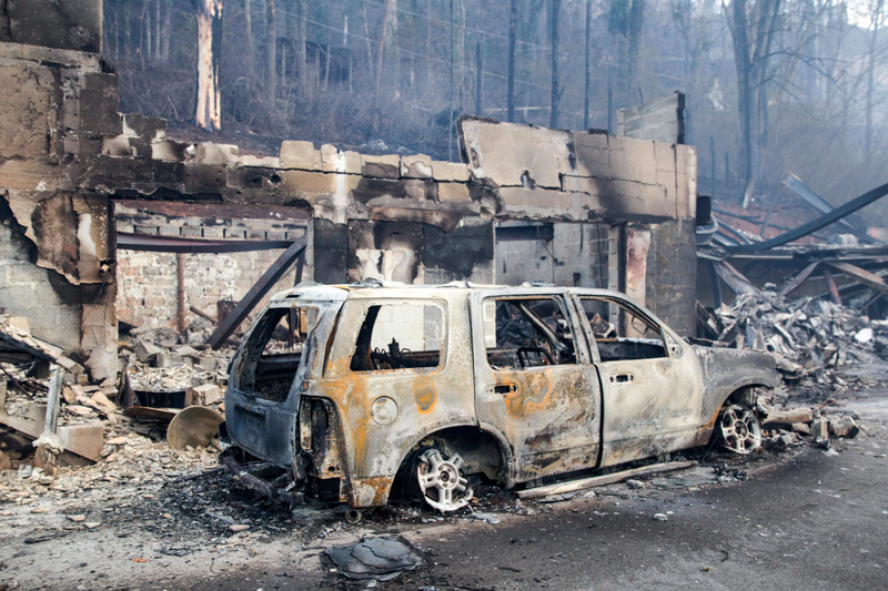 The resort town of Gatlinburg experienced extensive damage. (Image: AP)